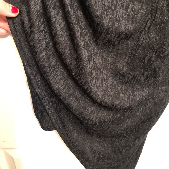 Windsor size large black LBD deep V faux wrap dress with asymmetrical hem NWOT - Picture 12 of 15